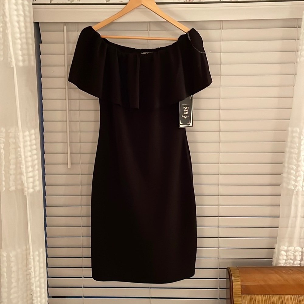 Black body on cocktail dress with ruffled top